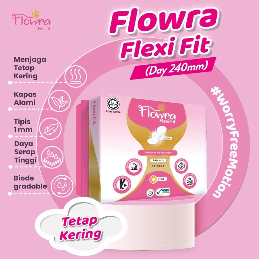 Flowra Flexi Fit Sanitary Pads - Day Use (240mm x 10pads)/Night Use (290mm x 10pads)