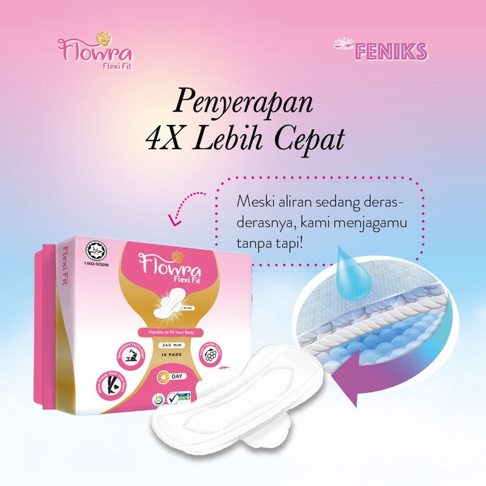 Flowra Flexi Fit Sanitary Pads - Day Use (240mm x 10pads)/Night Use (290mm x 10pads)